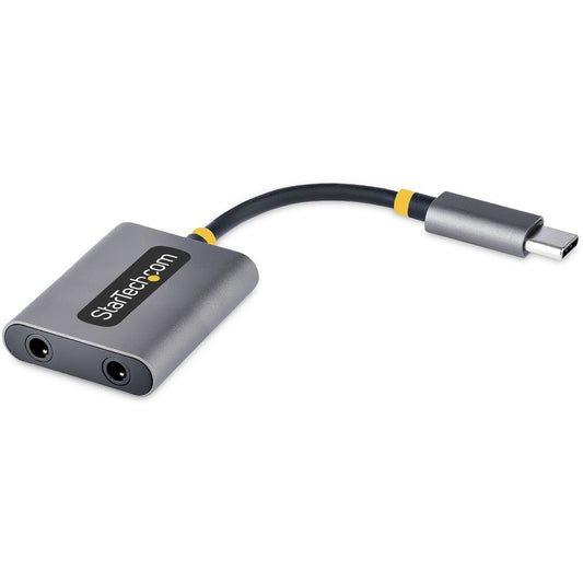 StarTech USB-C Headphone Splitter, USB Type C Dual Headset Adapter w/Mic Input, USB C to 3.5mm Audio Adapter/Earphone Dongle/Aux Jack