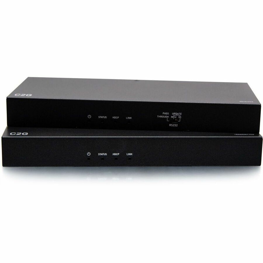 C2G HDBaseT HDMI Extender + 3.5mm, RS232, USB B to A, and IR over Cat - HDMI Transmitter Box to Reciever Box - 4K 60Hz