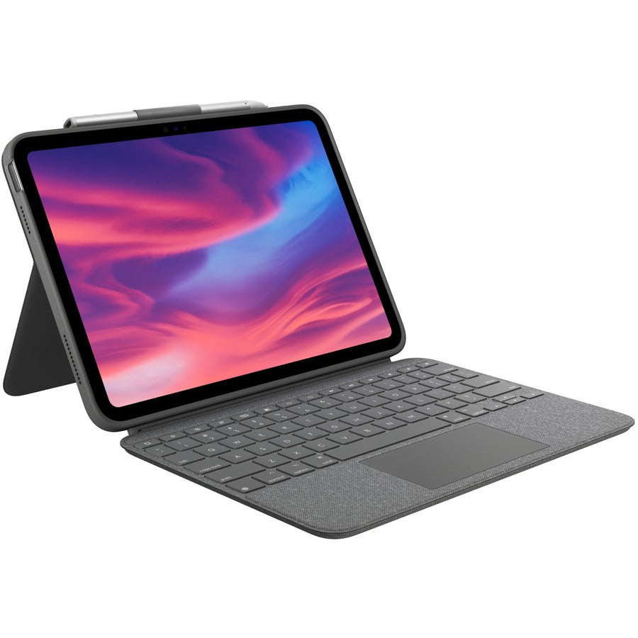 Logitech Combo Touch Keyboard/Cover Case (Folio) for 10.9˘ Apple, Logitech iPad (10th Generation &A16) Tablet - Oxford Gray
