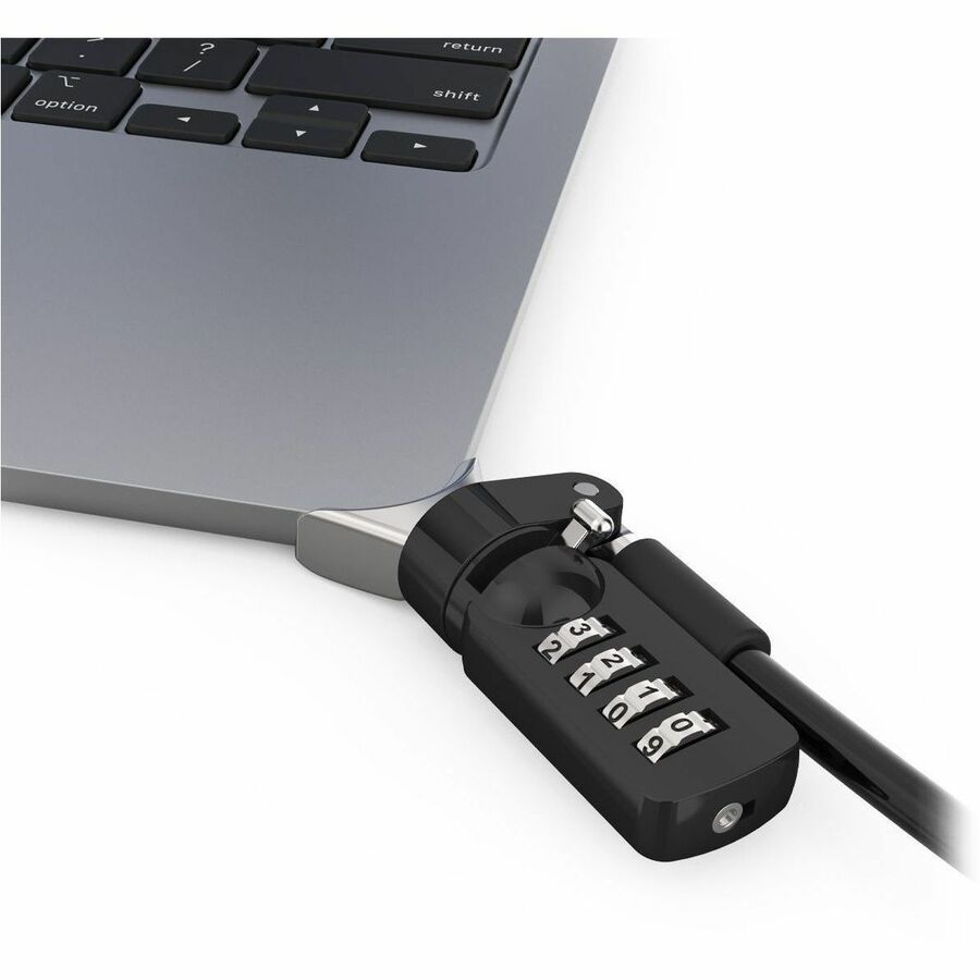LEDGE LOCK ADAPTER FOR MACBOOK AIR 13IN M2-M5 WITH COMBINATION LOCK SILVER