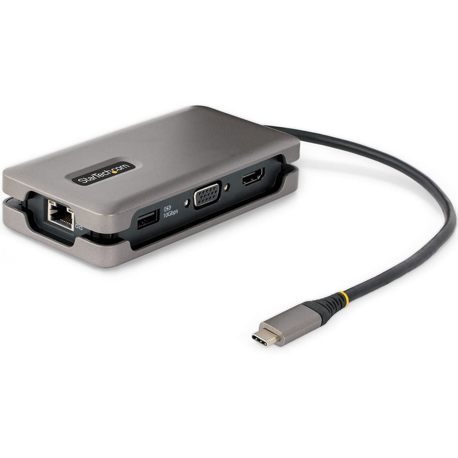 StarTech USB-C Multiport Adapter, HDMI/VGA, 4K 60Hz, 3-Port USB Hub, 100W PD Pass-Through, GbE, Mini Docking Station, 1ft/30cm Cable