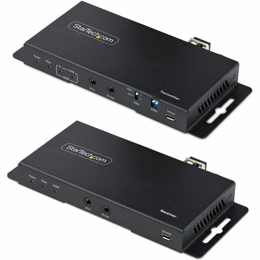 StarTech 4K HDMI over Fiber Extender Kit, 4K 60Hz, 3300ft (1km) Single Mode/1000ft (300m) Multimode LC Fiber Optic, HDR, IR Extender