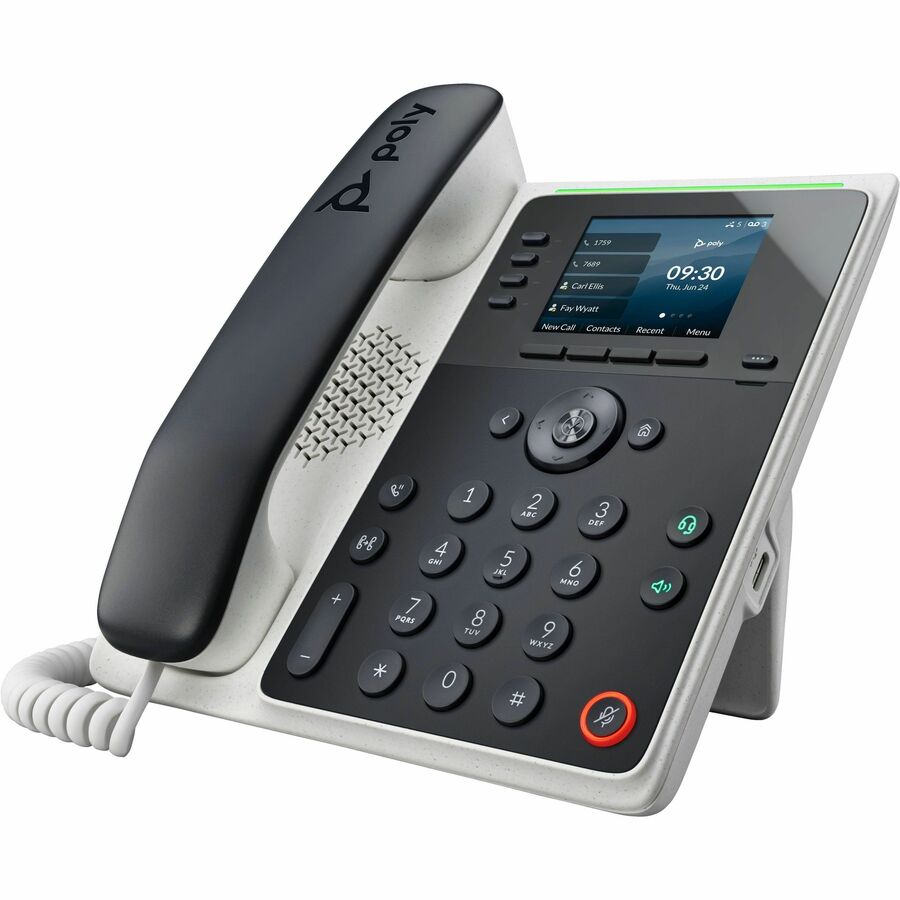 Poly Edge E220 IP Phone - Corded - Corded/Cordless - Bluetooth - 3 Multiple Conferencing - Desktop, Wall Mountable - Black