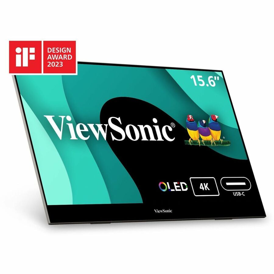 ViewSonic VX1655-4K-OLED 15.6 Inch 4K Portable Monitor, OLED Display for Immersive Mobile Workspaces and Second Screen Productivity, Built-in Stand, 60W USB-C, and Mini HDMI Inputs