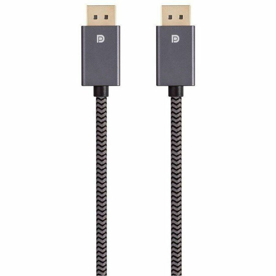 Monoprice DisplayPort 1.4 EasyPlug Nylon Braided Cable, 10ft, Gray (10 Pack)