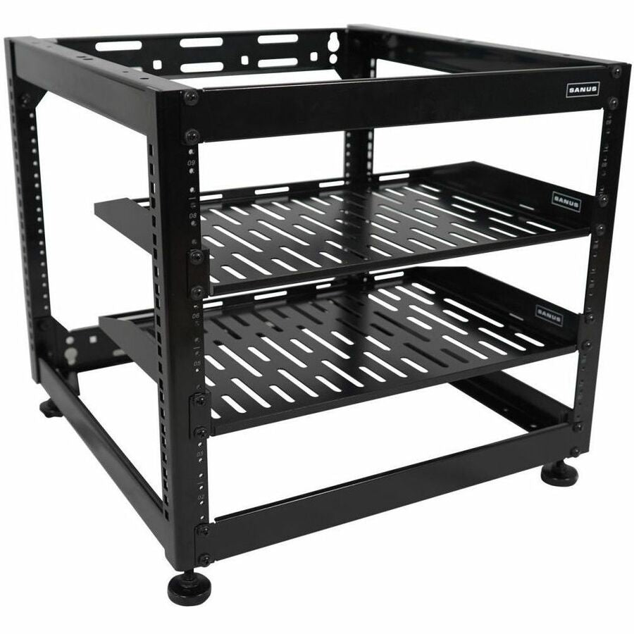 Sanus Component Series AV Rack - 10RU Open Frame Network Rack - 26in Height - Black