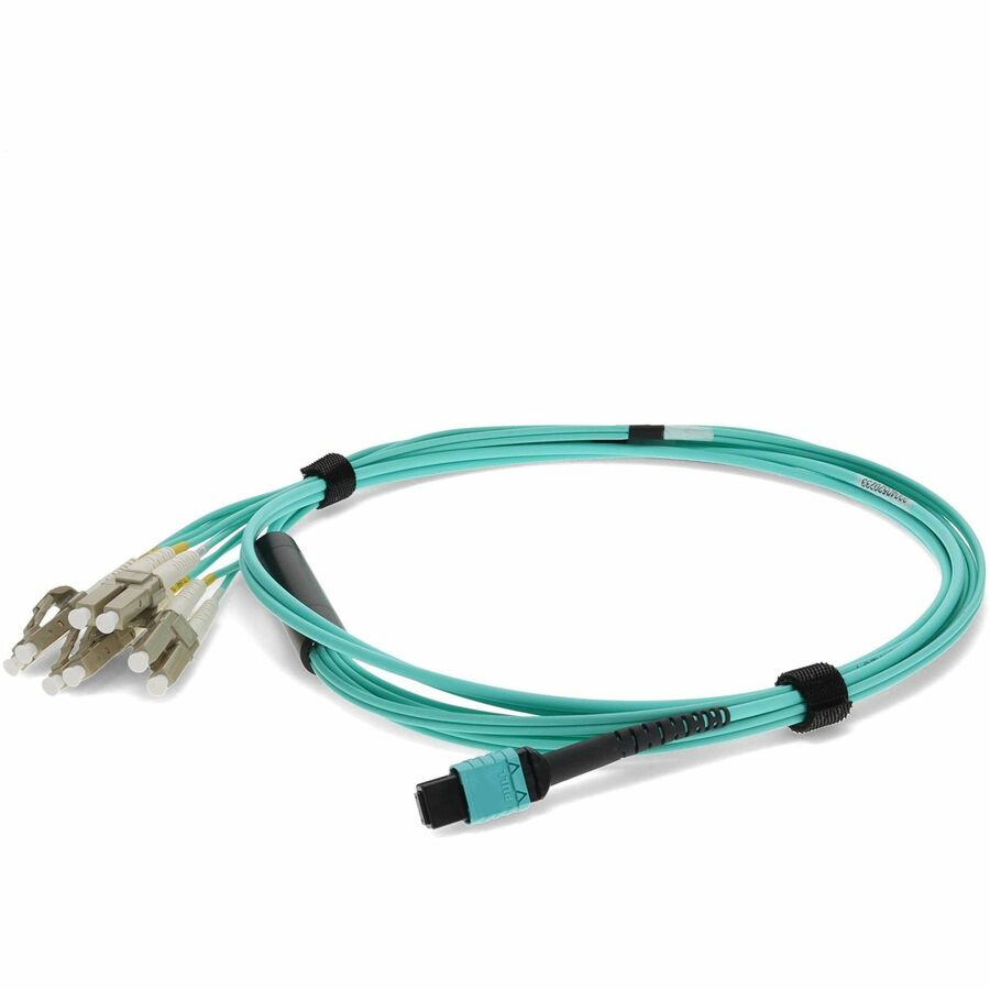 ADDON 5M MPO/UPC TO 4XLC/UPC DUPLEX AQUA OM4 LSZH 8-STRAND FIBER FANOUT CABLE