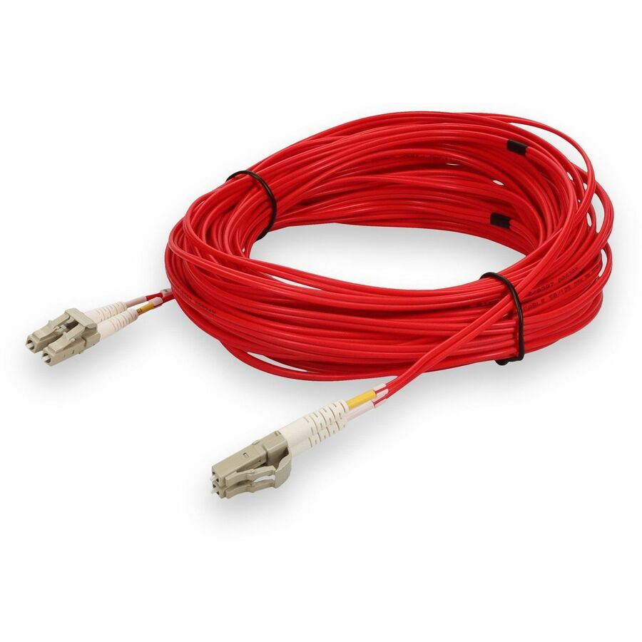 AddOn 30m LC to LC Red OM4 Duplex OFNR (Riser-Rated) TAA Fiber Patch Cable