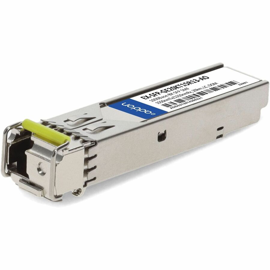 AddOn Juniper Networks&reg; EX-SFP-GE20KT15R13 Compatible TAA 1000Base-BX SFP Transceiver (SMF, 1550nmTx/1310nmRx, 20km, LC, DOM)
