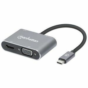 USB-C Dock/Hub, Ports (x4): HDMI, USB-A, USB-C and VGA, With Power Delivery (87W) to USB-C Port (Note add USB-C wall charger and USB-C cable needed), All Ports can be used at the same time, Universal for all devices, Aluminium, Space Grey,3 Year Warranty