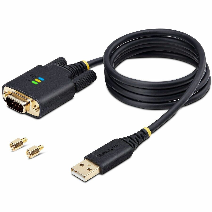 StarTech 3ft (1m) USB to Serial Adapter Cable, COM Retention, FTDI IC, DB9 RS232, Interchangeable DB9 Screws/Nuts, Windows/macOS/Linux