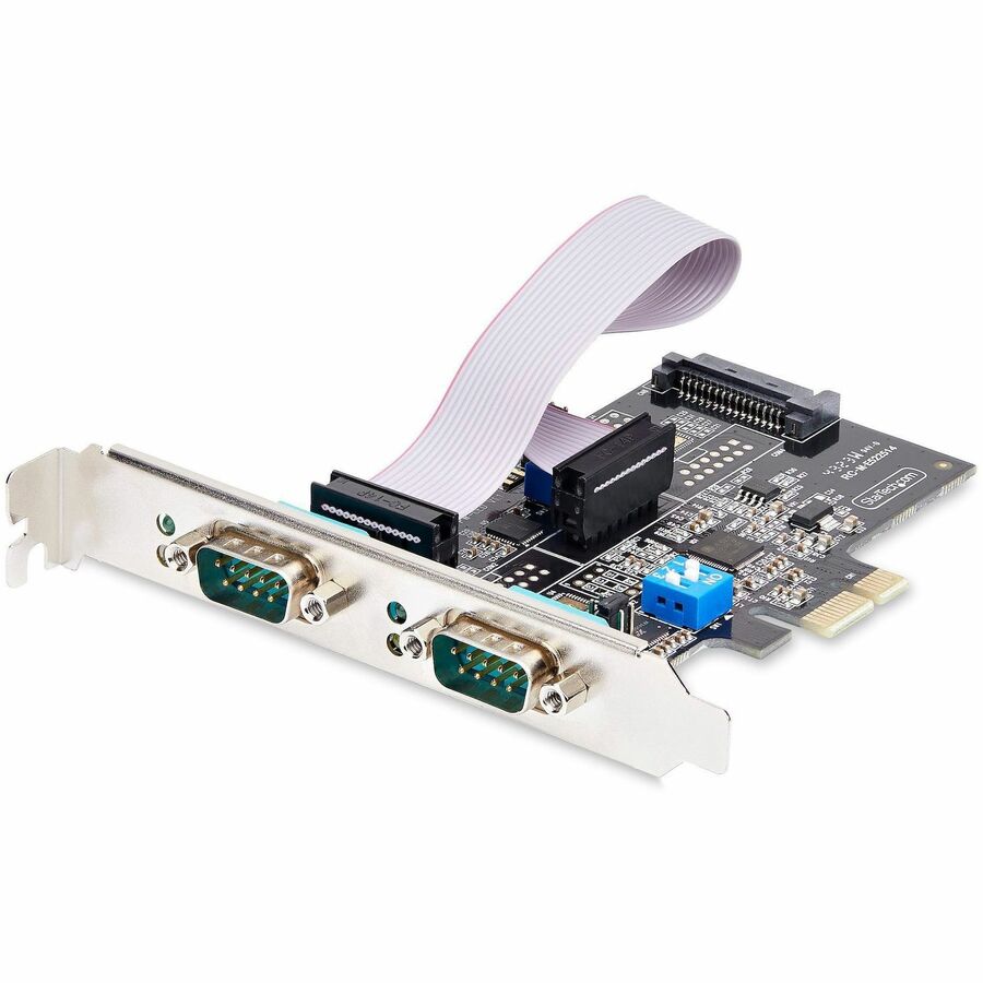 StarTech 2-Port Serial PCIe Card, Dual-Port RS232/RS422/RS485 Card, 16C1050 UART, ESD Protection, Windows/Linux, TAA-Compliant