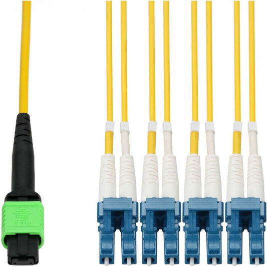 3M MPO/APC TO 4XLC/UPC DUPLEX YELLOW OS2 OFNP (PLENUM-RATED) 8-STRAND SMF FIBER