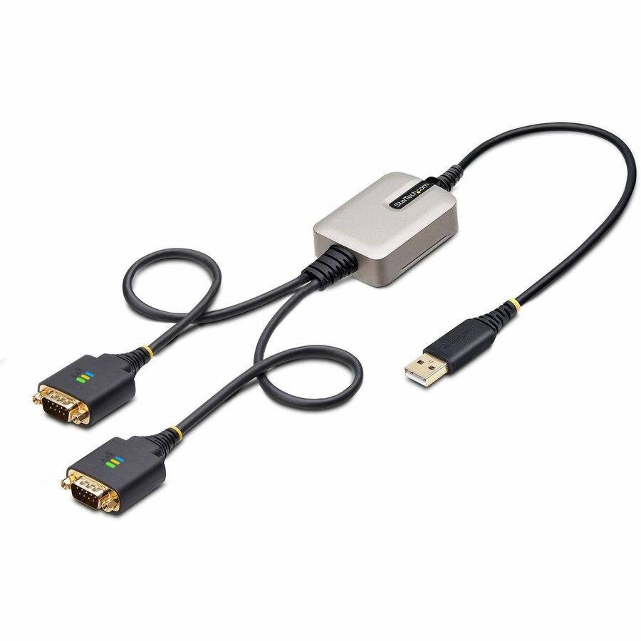 StarTech 2ft/60cm 2-Port USB to Serial Adapter Cable, COM Retention, FTDI, DB9 RS232, Changeable DB9 Screws/Nuts, Windows/macOS/Linux
