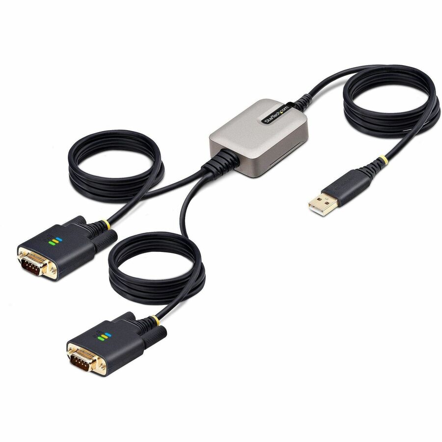 StarTech 13ft (4m) 2-Port USB to Serial Adapter Cable, COM Retention, FTDI, DB9 RS232, Changeable DB9 Screws/Nuts, Windows/macOS/Linux