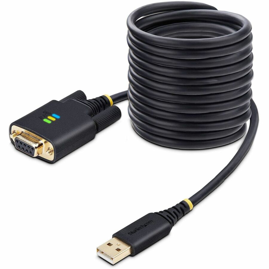StarTech 10ft (3m) USB to Null Modem Serial Adapter Cable, COM Retention, FTDI, RS232, Changeable DB9 Screws/Nuts, Windows/macOS/Linux