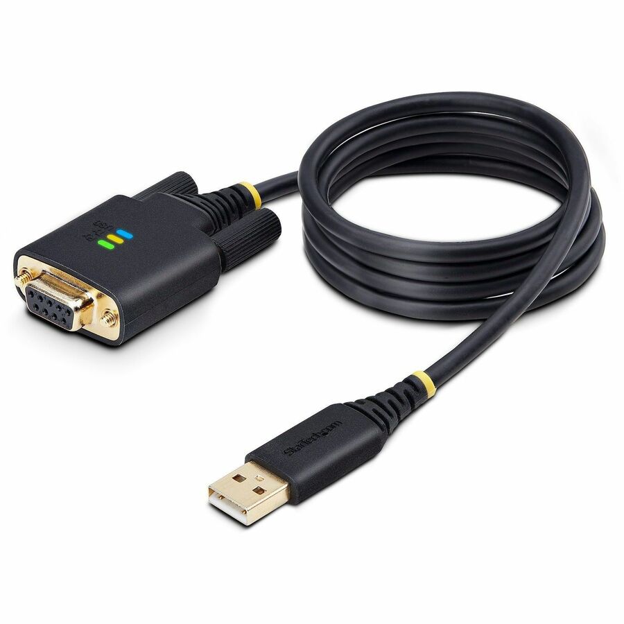 StarTech 3ft (1m) USB to Null Modem Serial Adapter Cable, COM Retention, FTDI, RS232, Changeable DB9 Screws/Nuts, Windows/macOS/Linux
