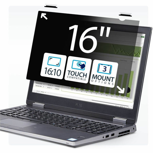 StarTech 16-inch 16:10 Flip-Up Privacy Screen w/Touch, Anti-Glare Privacy Filter, Laptop Monitor Screen Protector, Blue Light Filter