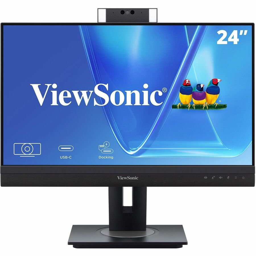ViewSonic VG2457V 24 Inch 1080p Docking Monitor, IPS with Windows Hello IR Webcam Compatibility for Smooth Video Conferencing, Advanced Ergonomics, 90W USB-C, RJ45, HDMI, and DisplayPort Inputs