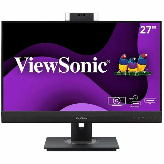 ViewSonic VG2757V-2K 27 Inch 1440p Video Conference Docking Monitor with Windows Hello Compatible IR Webcam, Advanced Ergonomics, and 90W USB C for Home and Office