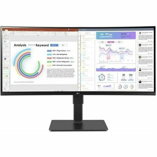 LG 34BQ77QE-B 34" Class Curved Screen LED Monitor - 21:9 - Textured Black - TAA Compliant