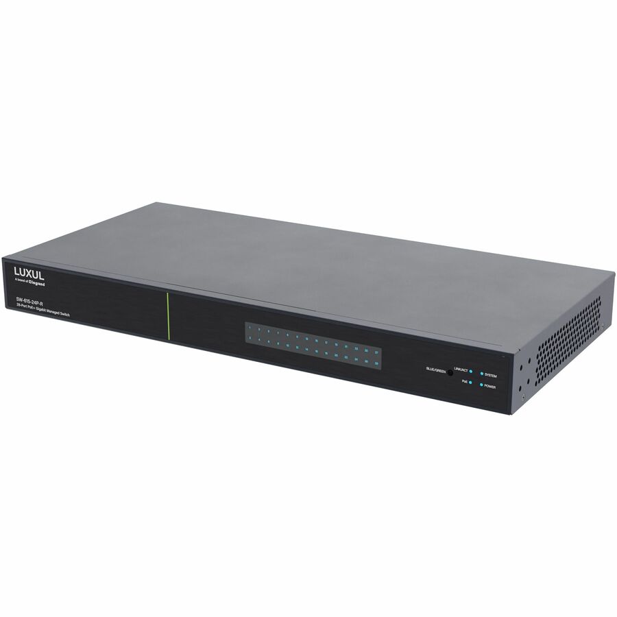 Luxul 1Gb L2/L3 Managed Switch - 24 PoE+, 4 (10G) SFP+ Rear-Facing Ports - TAA Compliant