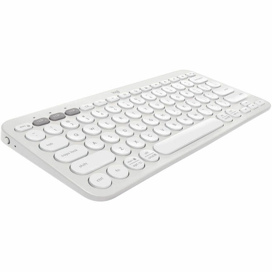 Logitech Pebble Keys 2 K380s, Multi-Device Bluetooth Wireless Keyboard with Customizable Shortcuts, Tonal White