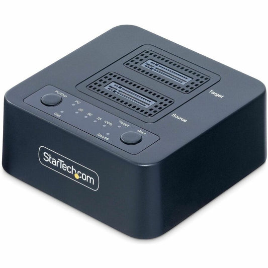 StarTech 1:1 M.2 NVMe Drive Duplicator, 90GBpm Standalone M.2 SSD Cloner/Copier, USB-C 3.2 20Gbps M.2 Dual-Bay Drive Docking Station