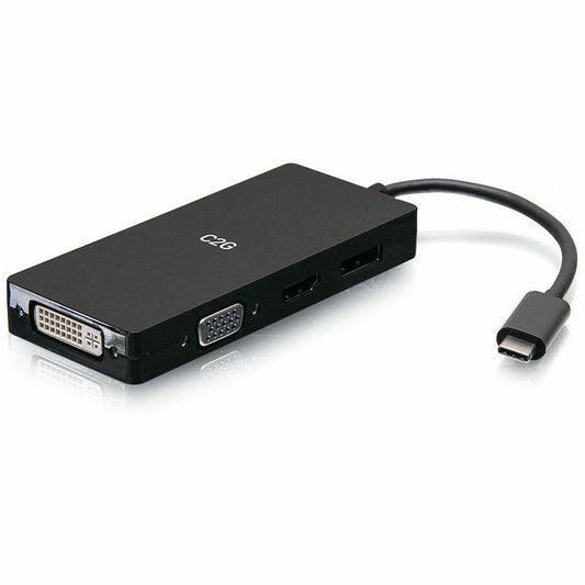 C2G USB-C&reg; Multiport Adapter, 4-in-1 Video Adapter with HDMI&reg;, DisplayPort™, DVI, and VGA - 4K 60Hz