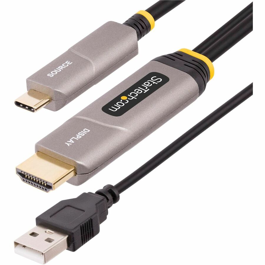 StarTech 50ft (15.2m) USB-C to HDMI 2.0 Active Optical Cable (AOC), 4K 60Hz, USB Type-C to HDMI Adapter Cable, CL3 Rated