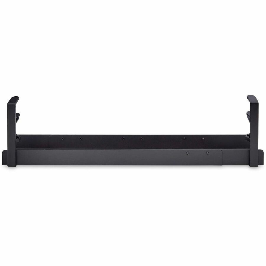 StarTech Under Desk Cable Management Tray, Length Adjustable, Clamp-On Installation, No Drilling Required, Black