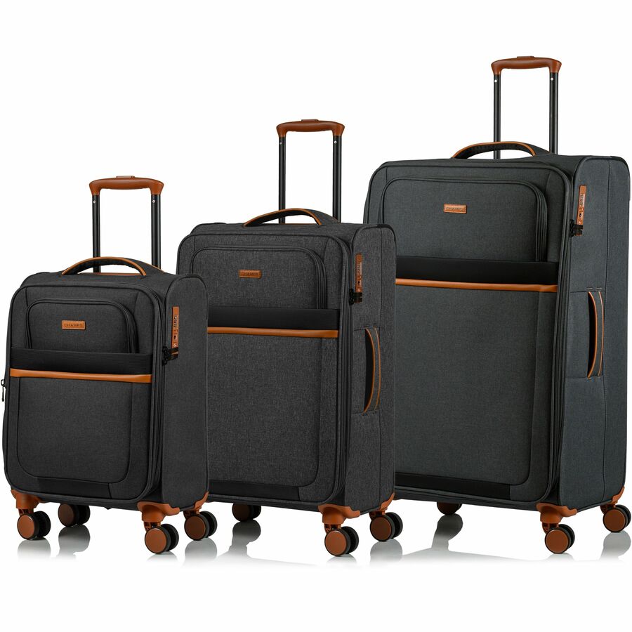 CHAMPS Classic II Collection - 3-piece Softside Luggage set - Black