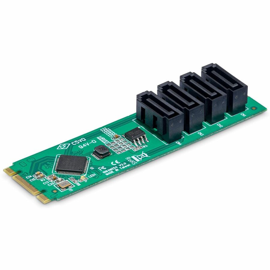 StarTech 4-Port M.2 to SATA Adapter Card, M.2 PCIe 3.0 to SATA HDD/SSD Expansion Card for Windows/macOS/Linux, TAA