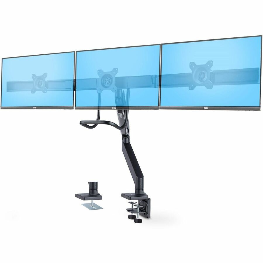 StarTech Crossbar Triple Monitor Desk Mount For Up To 3x 27in Screens, VESA 75x75/100x100, Tool-Less Arm Adjustments, C-Clamp/Grommet