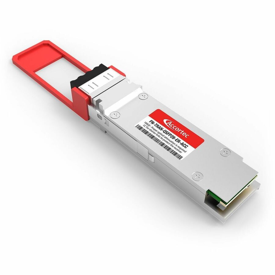 Accortec 100GE QSFP28 Transceiver Extended Range LC Fortinet Compatible -Proper optical attenuation is required LC For shorter links to protect the receiver from permanent damage
