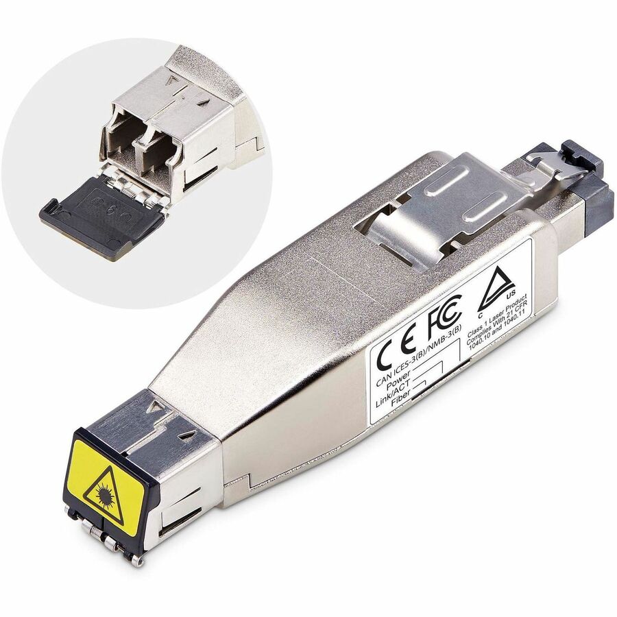 StarTech Gigabit Fiber to RJ45 Ethernet Media Converter Dongle, PoE Powered, SMF/MMF, Single/Multimode Optical Fiber, TAA