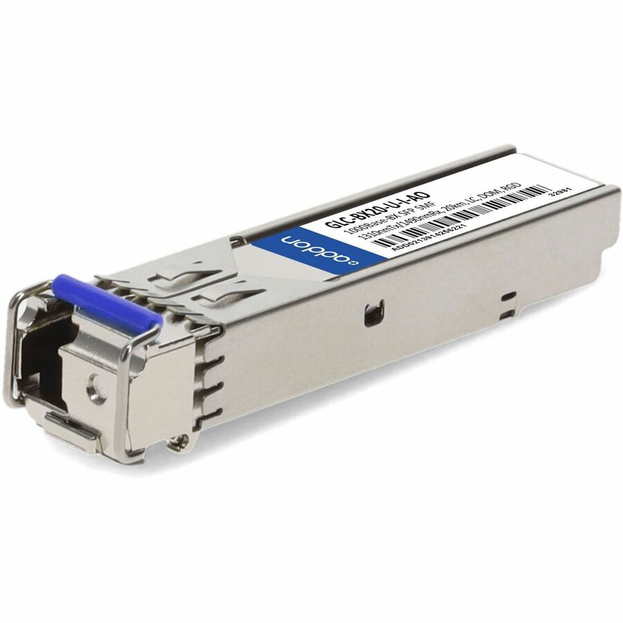 AddOn Cisco&reg; GLC-BX20-U-I Compatible TAA 1000Base-BX SFP Transceiver (SMF, 1310nmTx/1490nmRx, 20km, LC, DOM, -40 to 85C)
