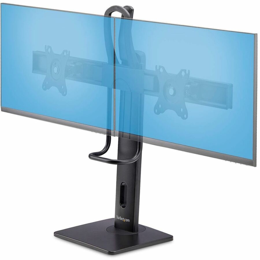 StarTech Crossbar Dual Monitor Desk Stand For 27inch Screens, Max Cap 26.4lb, VESA Mount 75x75/100x100, Toolless Height Adjustment