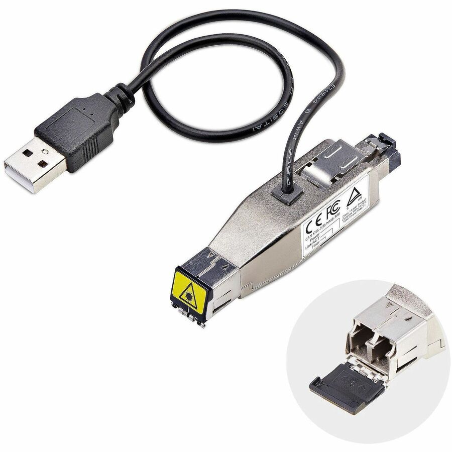 StarTech Gigabit Fiber to RJ45 Ethernet Media Converter Dongle, USB Powered, SMF/MMF, Single/Multimode Optical Fiber, TAA