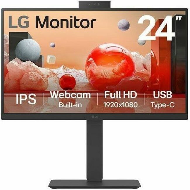 LG 24BA850-B 24" Class Webcam Full HD LCD Monitor - 16:9 - Matte Black
