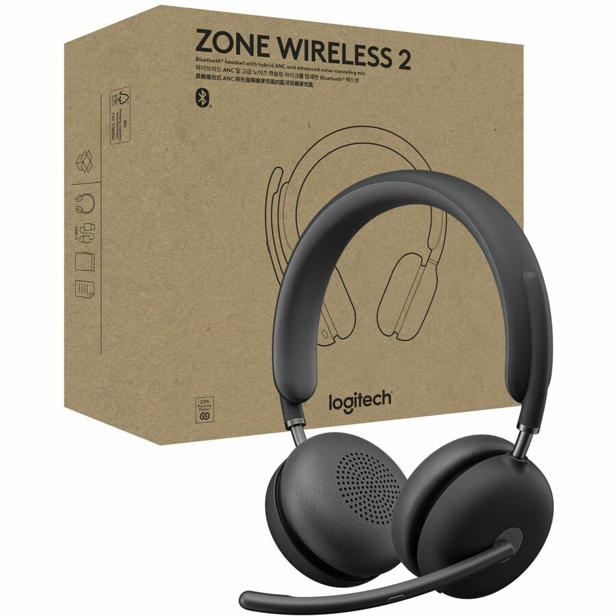 Logitech Zone Wireless 2 Noise Canceling Headset with Hybrid ANC, Native Bluetooth