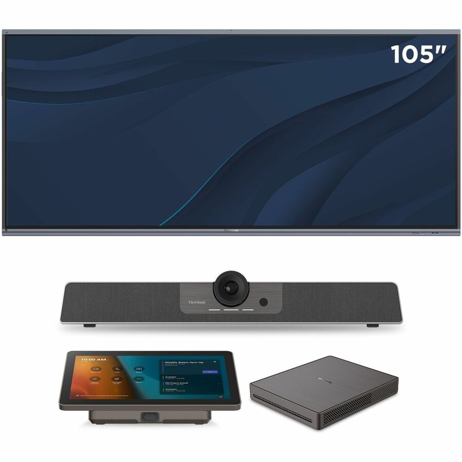 ViewSonic TeamJoin TRS10-UB With Display Bundle, Certified for Microsoft Teams Rooms includes MPC310-W31-TU, MRC1010-TN, UMB202 and IFP105UW 105-Inch 5K, 21:9 Ultrawide Interactive Display