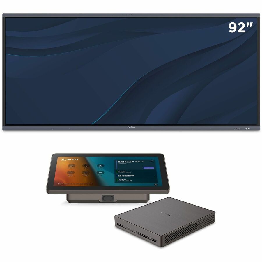 ViewSonic IFP92UW-MTRC - TeamJoin Microsoft Teams Room Bundle 92 Inch 5K 21:9 Interactive Display, Mini-PC, 10.1 Inch Touch Console, Video Bar