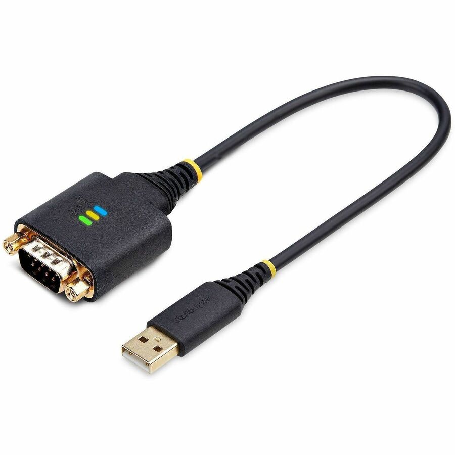 StarTech 1ft (30cm) USB to Serial Adapter Cable, COM Retention, FTDI, DB9 RS232, Interchangeable DB9 Nuts/Screws, Windows/macOS/Linux