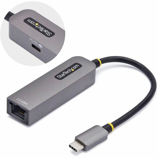 StarTech 2.5GbE USB-C to Ethernet Adapter, 100W PD Pass-Through, NBASE-T NIC, USB 3.0 Type-C 2.5/1G Multi Speed Network, USB 3.1 RJ45
