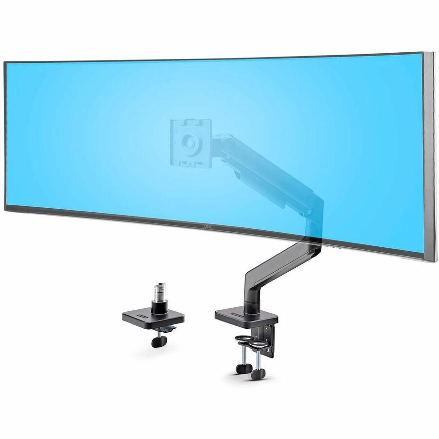 StarTech Monitor Desk Mount for up to 49in 32:9 Ultrawide Curved Screen, Mechanical Spring Arm, C-Clamp/Grommet, Max Weight 44lb/20kg
