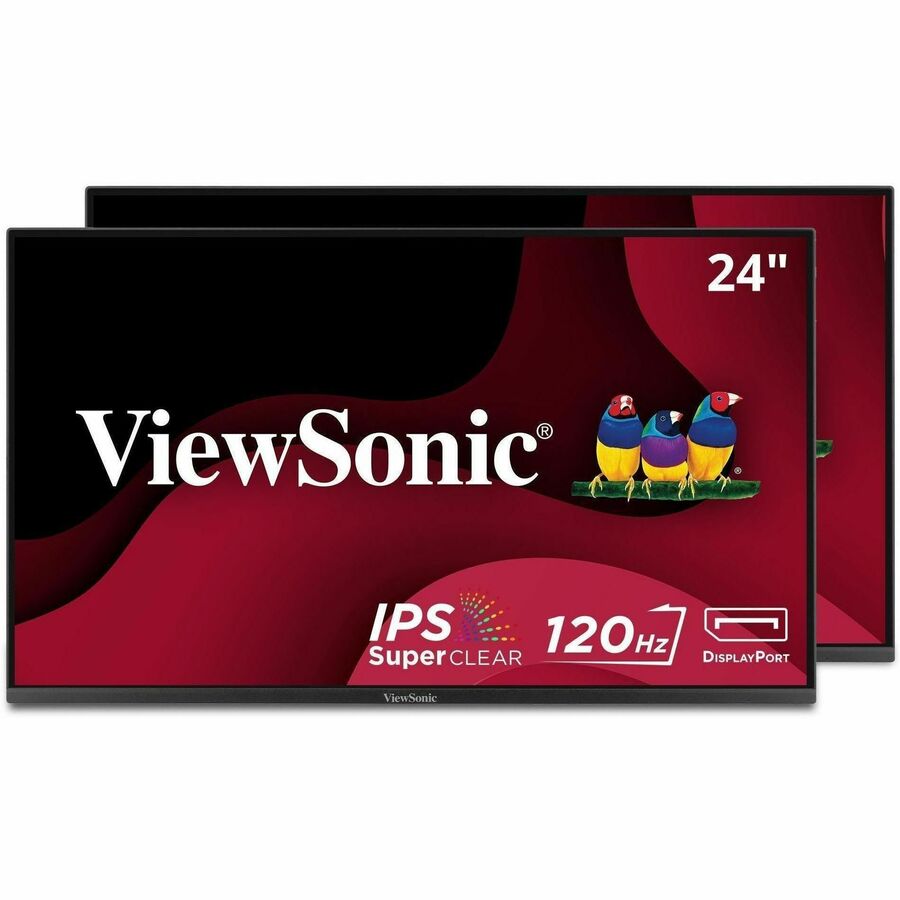 ViewSonic VA2456A-MHD_H2 24 Inch 1080p Dual Pack Head-Only Monitors, IPS Display with 120Hz for Dual-Screen Home and Office Setups, HDMI, DisplayPort, and VGA Inputs