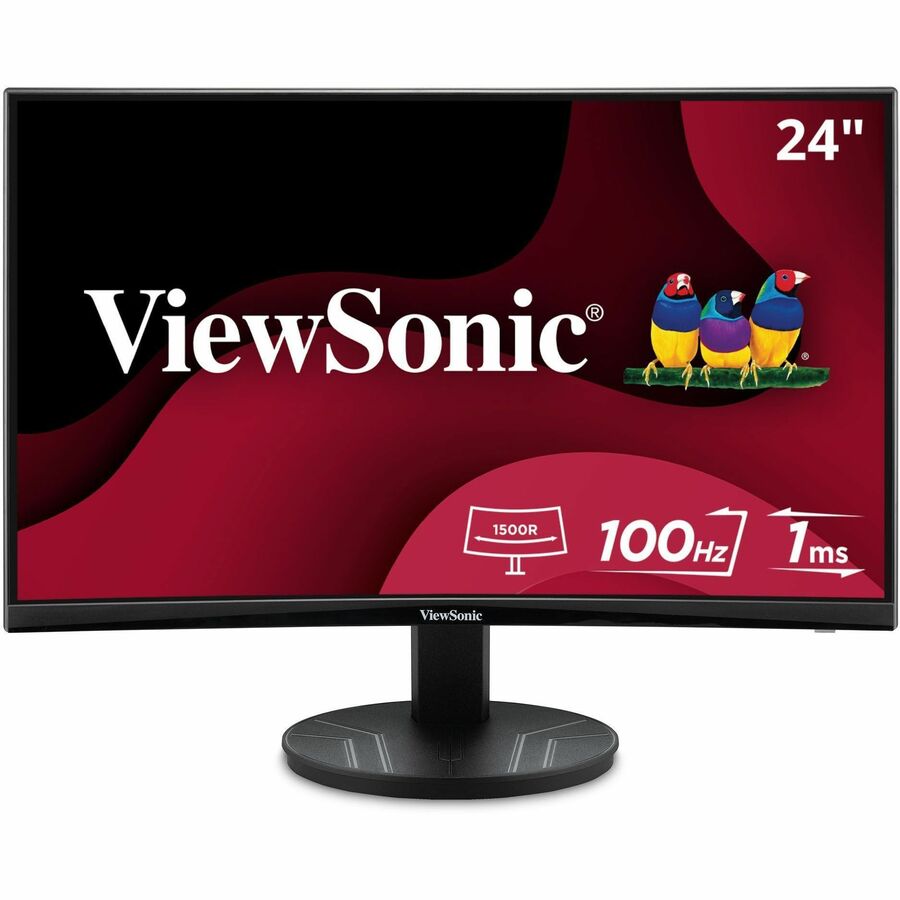 ViewSonic VA2416C 24 Inch 1080p Curved Monitor, Frameless Design with Variable Refresh Rate for Home Entertainment, HDMI, and DisplayPort Inputs