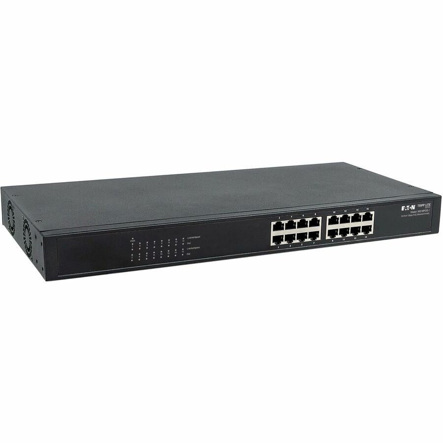 Eaton Tripp Lite Series 16-Port 10/100/1000 Mbps Gigabit Ethernet Unmanaged Switch with PoE+, 220W, Metal Enclosure, 1U Rack