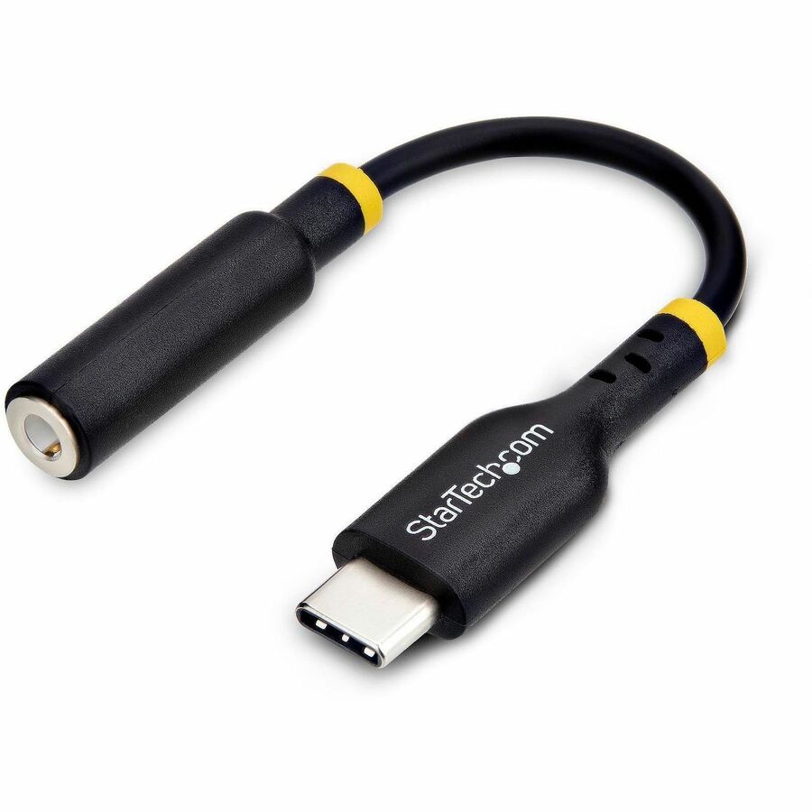StarTech 5in (12.7cm) USB-C Audio Adapter to 3.5mm Headphone/Headset Jack, USB Type-C Aux Dongle, 32-bit DAC, For Laptop/Phone/Tablet